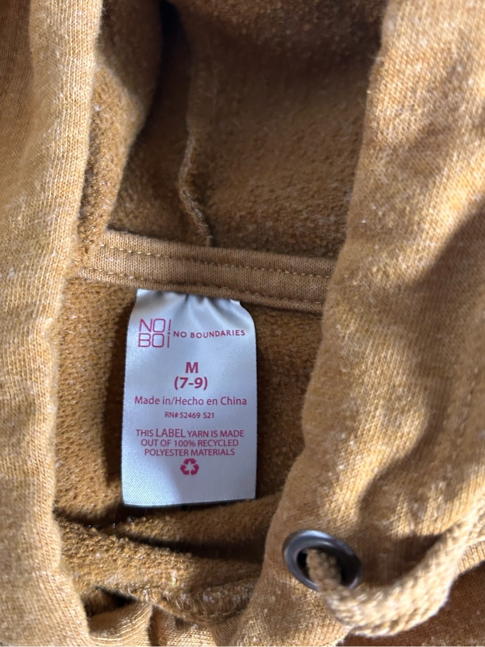 No Boundaries Mustard Hoodie with Drawstring - Picture 4 of 4